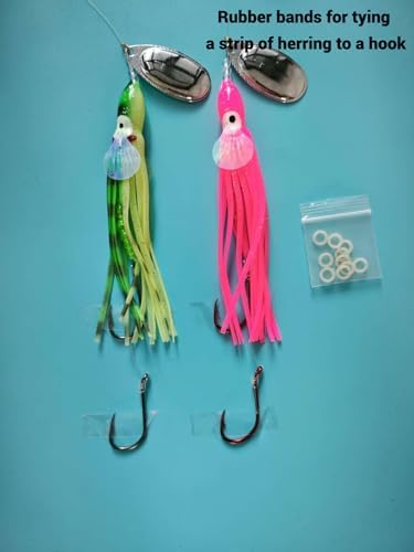 King COHO Humpy Sockeye Salmon Stealhead Squid Skirt Spinner Hoochie Lure UV Gill Double Hooks for Trolling Fishing - Image 5