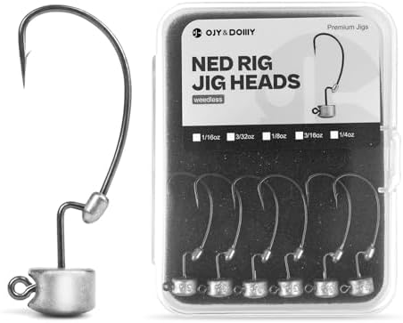 20Pack Weedless Ned Rig Jig Heads with Molded Bait Keeper for Bass Fishing by OJYDOIIIY