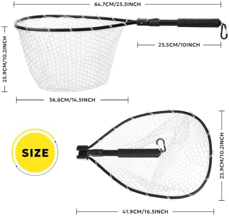 SF Fly Fishing Landing Net Soft Rubber Mesh Trout Net Catch and Release Net - Image 2