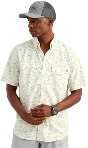 HUK Men's Tide Point Kc Scott Original Artwork Short Sleeve Shirt, Fishing Button Down by HUK