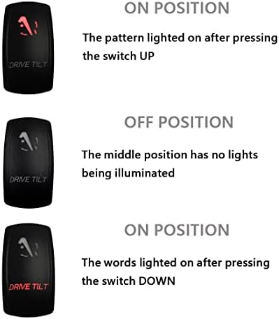 12V Dual RED Led Drive Tilt Momentary Rocker Switch with Wires (ON)-Off-(ON) DPDT Switch for Car Boat Marine Ship Console Replacement Waterproof Switch IP66 - Image 5