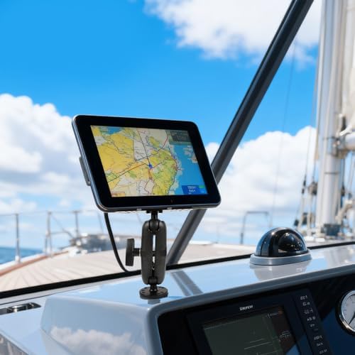 Universal Mounting Bracket - Extended Aluminum Alloy Arm with Spherical & Rectangular Plate, Circular Base for Fish Finder, GPS Plotter, Depth Sounder, CB Radio, Marine Electronics (7.6inch) - Image 5