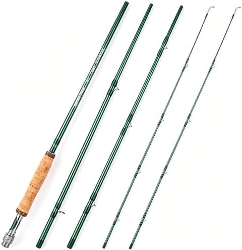 Fly Fishing Rod with Twin-Tip - 4 Pieces 9FT IM8 Carbon Blank Classic Forgiving Medium Fast Action Fly Rod with Extra Tip and AA+ Cork Handle (5WT&8WT) by KITHWILD