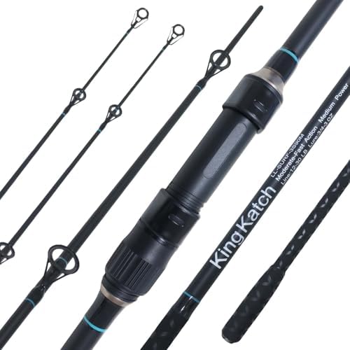 Surf Spinning Fishing Rod 9'-12', 3-Piece Carbon Fiber Saltwater Rod with 2 Identical Tips Lightweight High-Sensitivity Long-Cast Shore & Beach Casting Rod for Pier Surf Fishing by KingKatch