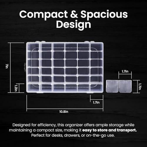 Budreu 8pack 36 Grids Plastic Clear Organizer Box bead Storage Containers with Adjustable Dividers for Craft Jewelry Fishing Tackles Parts Storage with 8 Sheets Label Stickers - Image 2