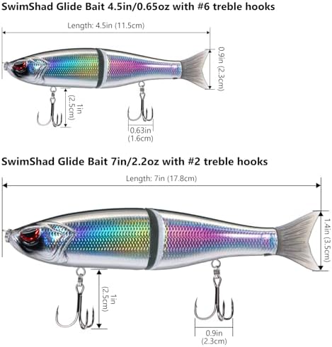 Bassdash SwimShad Glide Baits Jointed Swimbait Bass Pike Salmon Trout Muskie Fishing Lure - Image 2