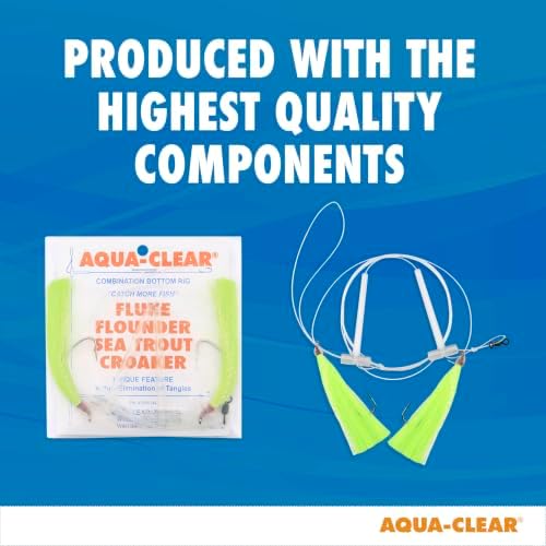 Aqua-Clear Hi-Lo Pearl Accent Hair Teaser Rig, Flounder, Fluke, Sea Trout, Croaker, 3/0 XL Hook, AFW Swivel, 40 lb (18.1 kg) Mono Leader, T-Standoff, White Hair, Pearl Accent - Image 3