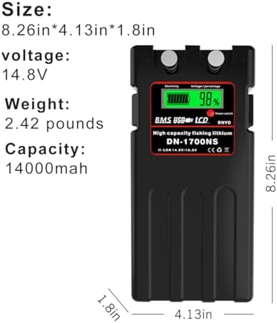 Electric Fishing Reel Battery. 14.8V/14Ah/9600mAh Reel Battery. Built-in Protection chip. Comes with Two USB Ports, Protective case and Shoulder Strap. Compatible with Daiwa & Shimano Electric reels. - Image 5