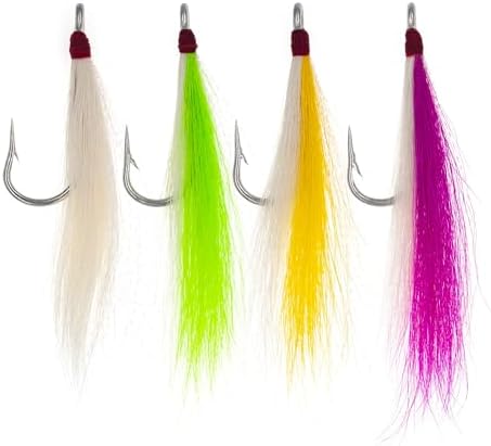 8/9 Pack Bucktail Teaser Hooks, White Chartreuse Yellow Pink - Image 2