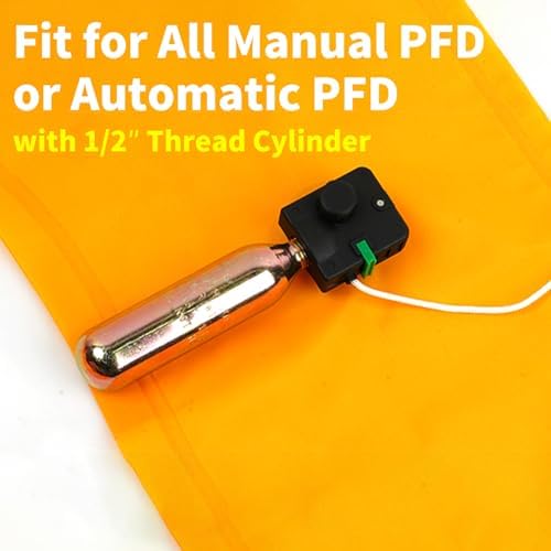 Owntop 24 Gram CO2 Cartridges PFD Rearming Kit, 1/2 inch Thread for Automatic/Manual Inflatable Life Jacket, C02 Cylinder Metal Tank 24g - Image 2
