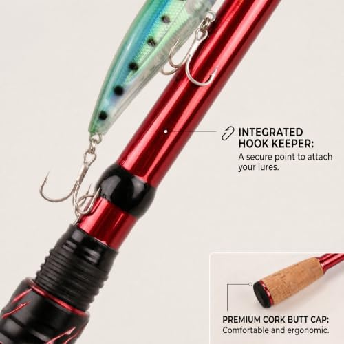 Portable Fishing Rods,Telescopic Spinning Rod with 24T Carbon Blanks & Solid Carbon Tip, Cork Handle Collapsible Rods, Easy to Travel - Image 2