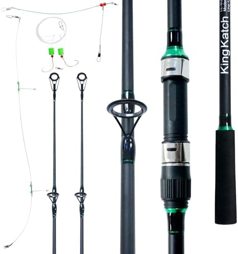 Surf Spinning Fishing Rod 9'-12', 3-Piece Carbon Fiber Saltwater Rod with 2 Identical Tips Lightweight High-Sensitivity Long-Cast Shore & Beach Casting Rod for Pier Surf Fishing by KingKatch