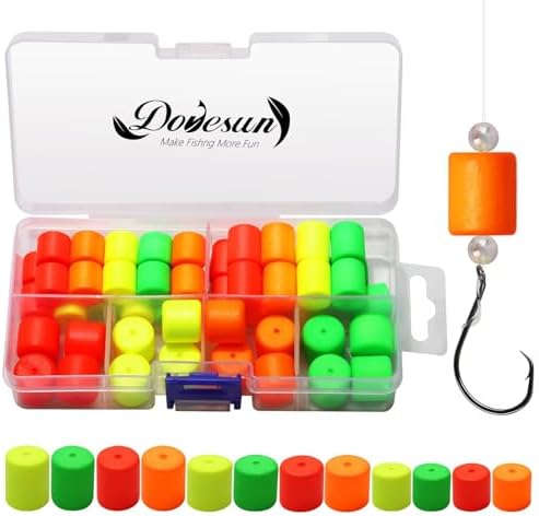 Dovesun 220/104/80/60/54/52/42pcs Pompano Rig Floats for Surf Fishing Foam Bobbers for Fishing Fly Fishing Bobbers Floats Bright Color Kit/Round/Cylindrical/Heart/Bullet/Pill/Spin Shape by Dovesun