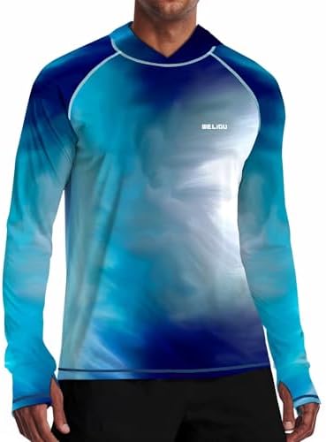 Men's UPF 50+ Sun Protection Hoodie, Long Sleeve Fishing Shirt by WELIGU