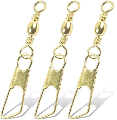 AGOOL Fishing Swivels Snaps, 60/120pcs Barrel Swivels with Nice Snaps Gold High Strength Solid Rings Line Lures Connector Fishing Tackle Accessories by AGOOL