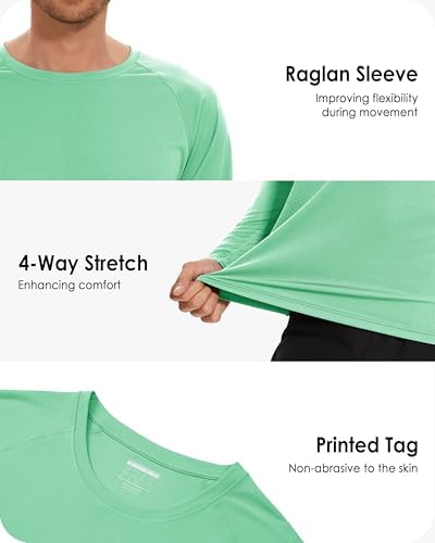 Boladeci Men's UPF 50+ Sun Protection UV SPF Shirts Long Sleeve Lightweight Quick Dry Swim T-Shirts Rash Guard - Image 5