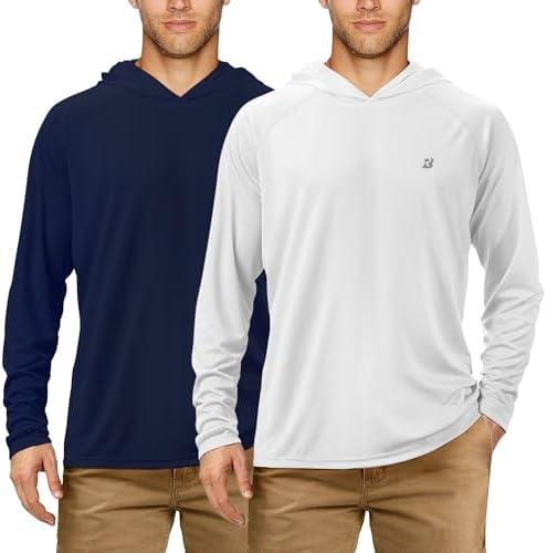 Roadbox Mens Fishing Sun Hoodie, Long Sleeve UPF 50+ UV Protection Shirts by Roadbox