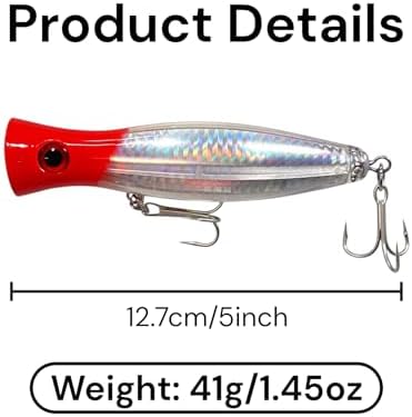 6-Piece Large Topwater Popper Fishing Lures with Tackle Box - Image 4