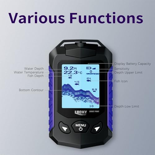 LUCKY Kayak Portable Fish Finder Transducer Handheld LCD Fishing Depth Finders Water Castable Boat Fish Sonar Boat Bank Ice Fishing FF168-T - Image 5