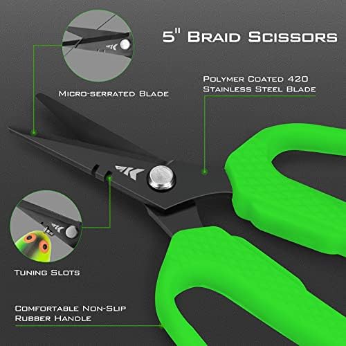 KastKing Cutthroat 7.5" Saltwater Fishing Pliers & Scissors Set, Green - Image 5