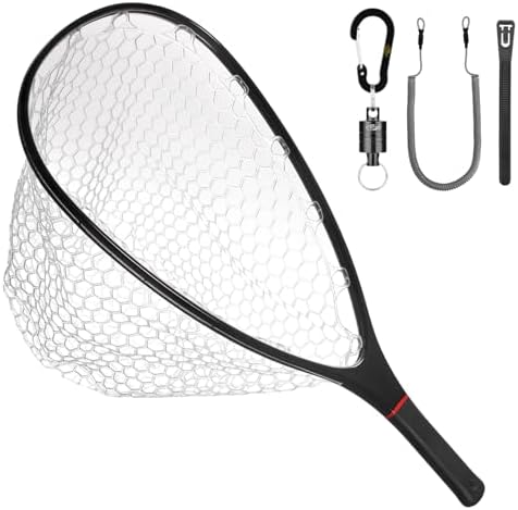 SF Fly Fishing Landing Net Soft Rubber Mesh Trout Net Catch and Release Net by SUNSHINEFISHING