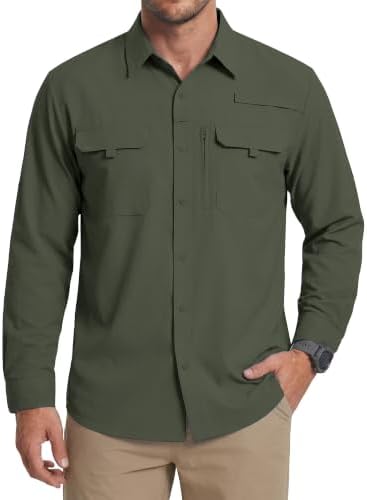 WULFUL Men's Sun Protection Fishing Shirts UPF 50+ Lightweight Quick Dry Cooling Long Sleeve Shirts for Work Hiking Safari by WULFUL