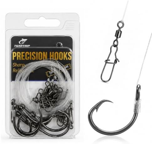 FishTrip Pre-Rigged Catfish Rigs Circle/Octopus Hooks 5/10 Pack 20lb NT40 by FishTrip