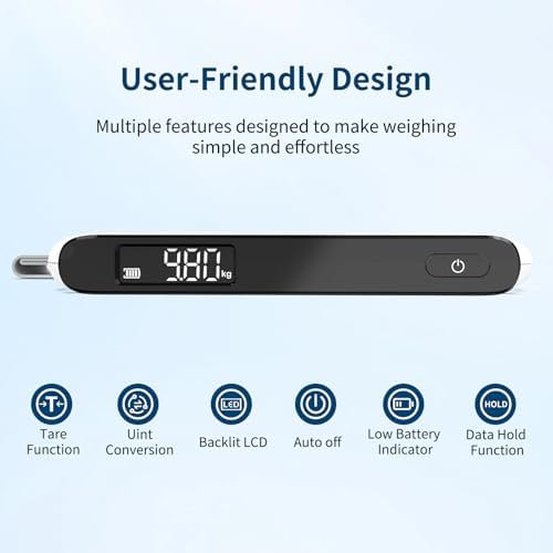 Ultrean Luggage Scale with Power Display, 110lb Digital Suitcase Weight Scale for Travel, Portable Handheld Baggage Scale with Ergonomic Curved Handle, Battery Included - Image 2