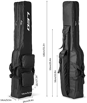 LEOFISHING Fishing Tackle Storage Bag - 130cm/4.27ft Portable Rod & Reel Organizer - Two Layer Durable Oxford Large Capacity Travel Fishing Cover Bag - 5 Colors - Image 2