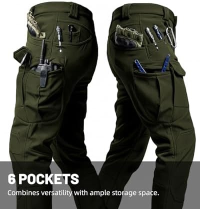 Men's Tactical Pants Stretch Waterproof Fabric Durable Cargo Pants for Hiking Casual Work Multi Pockets (No Belt) - Image 5