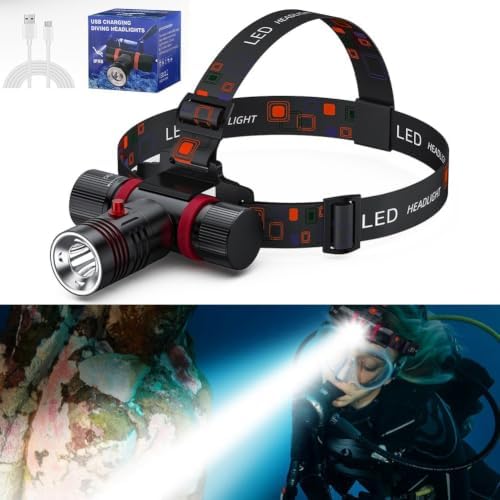 Scuba Diving Headlamp IPX8 Waterproof LED Dive Light 10W L2 Bead Type-C Rechargeable 45° Adjustable Angle for Underwater Sports - Image 4