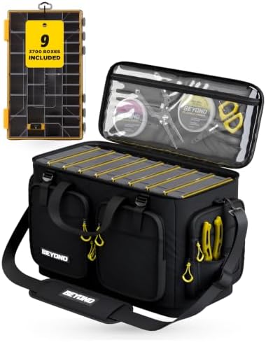 Beyond Fishing Hauler Tackle Bags – Water-Resistant with Hard Molded Bottom – Fishing Tackle Storage Bag for Freshwater & Saltwater – Holds Tackle Boxes & Fishing Gear by BeyondBraid