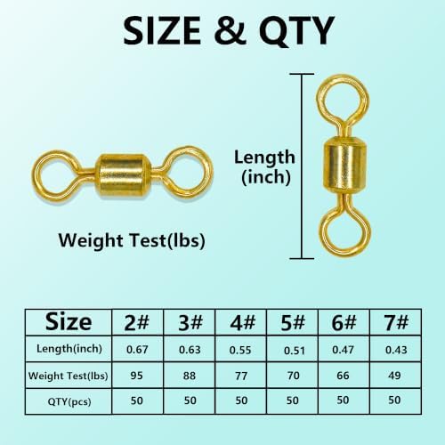 Fishing Barrel Swivels Kit, 300pcs Stainless Steel Rolling Bearing Snap Connector for Saltwater Freshwater Fishing#2#3#4#5#6#7 - Image 4