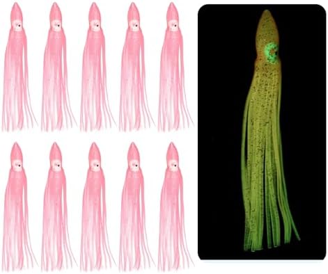 Fishing Squid Skirts, Glow Soft Plastic Trolling Lures Luminous -Fitting for (Bass/Trout/Salmon/Saltwater/Fishing Bait) by YELARXI