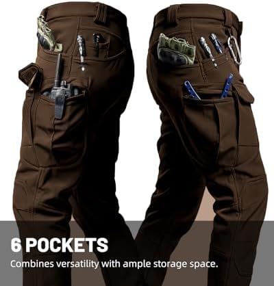 Men's Tactical Pants Stretch Waterproof Fabric Durable Cargo Pants for Hiking Casual Work Multi Pockets (No Belt) - Image 4