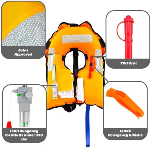 Automatic Inflatable Life Jacket,Preserver PFD for Adults,Life Vest for Adult,Supports Weight up to 330 pounds - Image 2