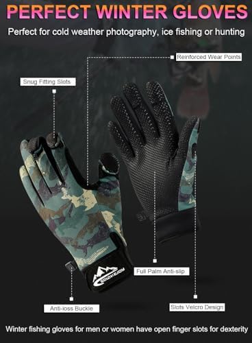 SUJAYU Fishing Gloves Men & Women, Ice Fishing Gear Hunting Gloves for Men Cold Weather, Kayak Gloves Fly Fishing Gear Cold Weather Hunting Gear - Image 7