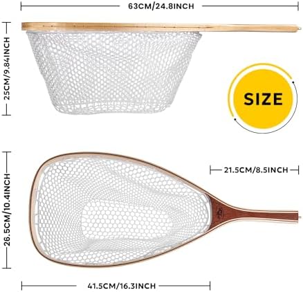 SF Fly Fishing Landing Net Soft Rubber Mesh Trout Net Catch and Release Net - Image 2