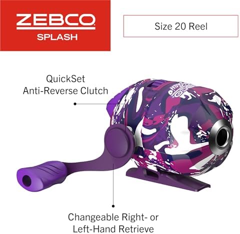 Zebco Splash Spincast Reel and Fishing Rod Combo, Fiberglass Rod, Ball Bearing System, All Metal Gears, 8-Pound Line - Image 3