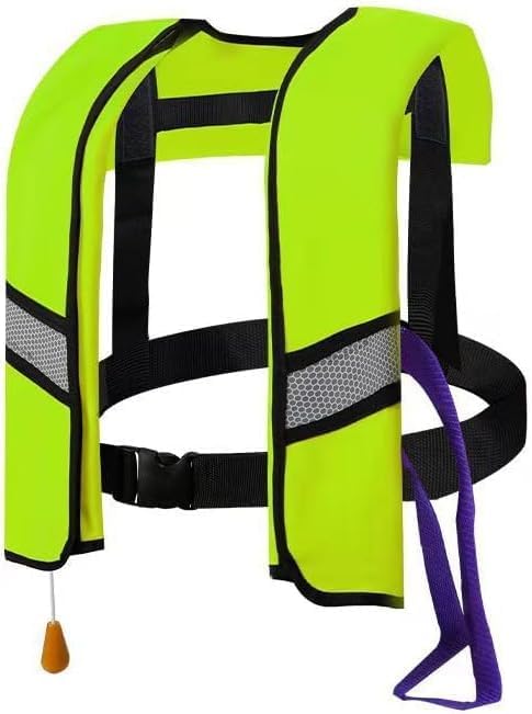Automatic Inflatable Life Jacket Vest for Adults, Supports up to 330 lbs, with Reflective Strips and Manual Inflation Tube by Unknown