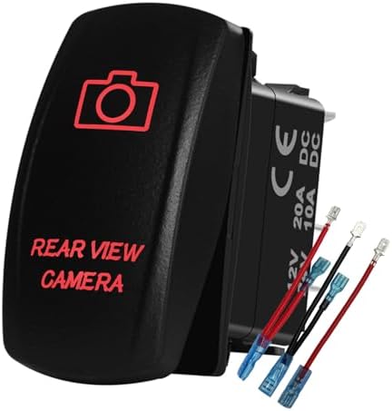 12V 24V RED Led Rear View Camera Rocker Switch with Wires 5 PIN ON-Off Toggle Switch for Car Boat Trailer Jeep Van Lorry Travel Trailer Camper by BACAUTOPARTS