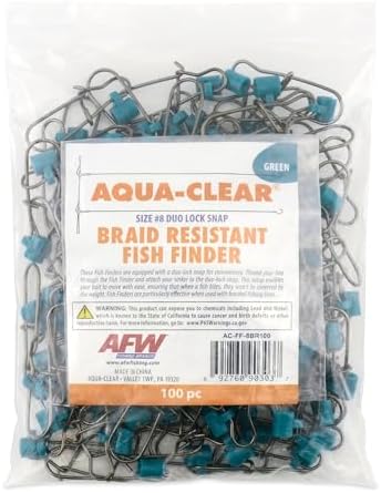 Aqua-Clear, Braid Resistant Fish Finder Rig Slide, Size #6#8 Duo Lock Snap for Surf Fishing Gear & Catfish Rigs, High Visibility Sinker Slide by AQUA-CLEAR