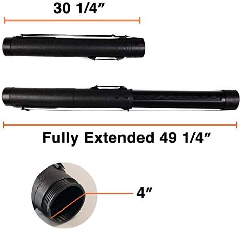 CALPALMY 2-Pack Extendable Poster Tubes Expand from 30.5” to 49” with Shoulder Strap and Handle | Carry Documents, Blueprints, Drawings and Art | Black Portable Durable Round Storage Cases - Image 2