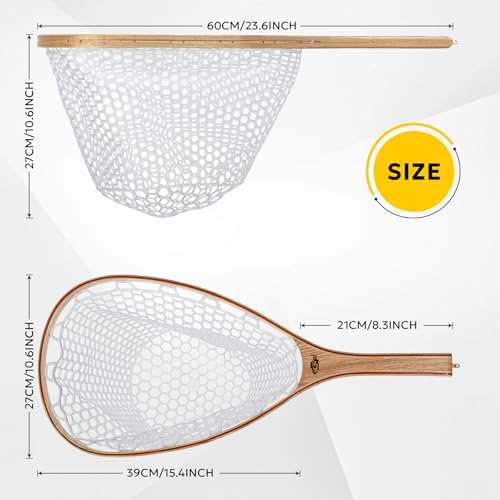 SF Fly Fishing Landing Net Soft Rubber Mesh Trout Net Catch and Release Net - Image 2