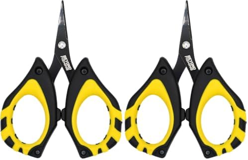 Beyond Fishing - 4.5” Fishing Scissors for Braided Line, Stainless Steel with Serrated Blades, Non Slip Grip, Large Finger Holes Fishing Line Cutter (Pack of 2) by BeyondBraid