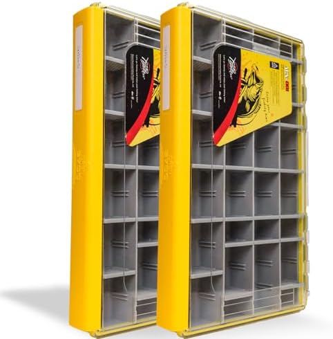 Deluxe Fishing Tackle Box, Waterproof 3600 and 3700 Tackle Trays, Organizer with Removable Dividers, Sealed Lure Box and Terminal Tackle Storage (2, 3700 Yellow) by TcakeloxProAnglerSupply