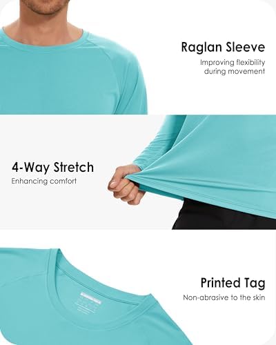 Boladeci Men's UPF 50+ Sun Protection UV SPF Shirts Long Sleeve Lightweight Quick Dry Swim T-Shirts Rash Guard - Image 5