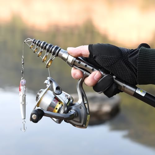 2Pcs Telespoic Fishing Rod and Reel Combos with Spinning Reel and Necessary Lure Accessories Portable Carrier Bag for Saltwater Freshwater - Image 6