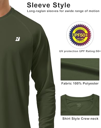 Roadbox Men's UPF 50+ UV Sun Protection Shirts, Long Sleeve Swim Rash Guard - Image 4