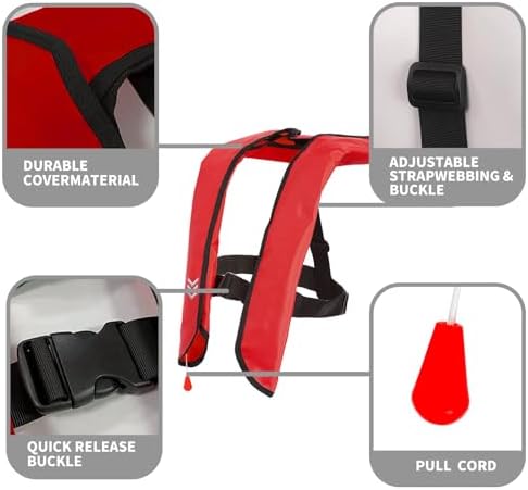 Manual Inflatable Life Jacket|Life Vest for Adults|PFD Low Profile|Supports up to 330 lbs(YSH700) - Image 3